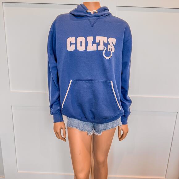 Vintage NFL Indianapolis COLTS Hoodie Sweatshirt, Blue and White, Size: Large - Picture 2 of 9